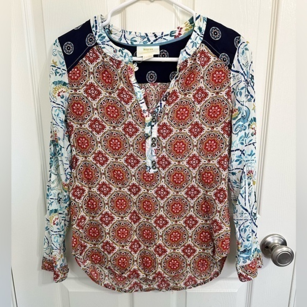 Anthropologie Multi Pattern Blouse